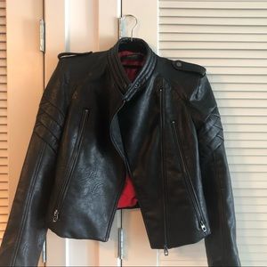 ZARA NEW FAUX LEATHER JACKET WITH SHOULDER PADS